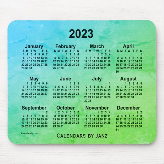 2023 Green Leaf Grey Calendar van Janz Muismat (Voorkant)