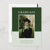 2023 Groen modern, eenvoudig Afstuderen van de Fot Aankondigingskaart (Voorkant / Achterkant)