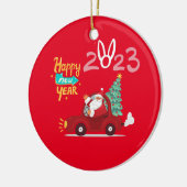 2023 Happy New Year-driver - Santa Claus Car Red Keramisch Ornament (Links)