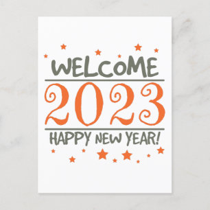 2023 Happy New Year with Colorful text Briefkaart