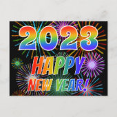 2023 HAPPY NIEUW JAAR!, kleurrijk Fireworks-patroo Briefkaart (Voorkant)