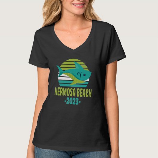 2023 Hermosa Beach California Shark T-shirt (Voorkant)