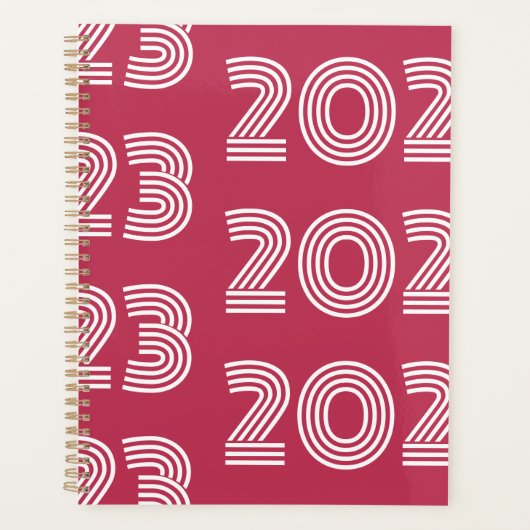 2023 Hot-roze moderne grafische typografie Planner (Voorkant)