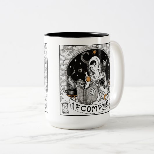 2023 IFComp Two-Tone Grote Koffie Mok (Voorkant rechts)