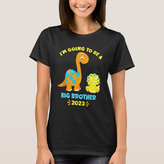2023 I'm Going To Be A Big Brother Brontosaurus Di T-shirt (Voorkant)