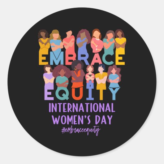2023 Internationale 's Day IWD omarmen Equity Ronde Sticker (Voorkant)