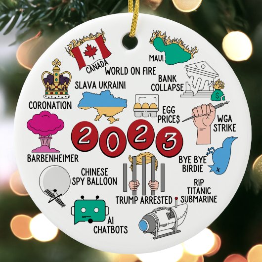 2023 Jaar in Review Keramisch Kerstornament Ornament
