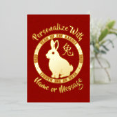 2023 jaar konijnenkaart folie feestdagenkaart (Staand Voorkant)