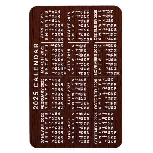 2023 Jaar Maandelijkse kalender Bruin Rood Eenvoud Magneet (Verticaal)