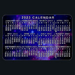 2023 Jaar Maandelijkse kalender Buitenspatie Magneet<br><div class="desc">Deze maandelijkse kalender van 2023 jaar flexibele magneet shows de dagen van de week voor elke maand in wit op een buitenruimteachtergrond gemaakt van de blauwe gekleurde kleuterwolk van de Kleine Magellanic Cloud. De kleine magellanische wolk is een melkweg van ongeveer 200.000 lichtjaren die ons eigen melkwegspiraal-melkwegstelsel omgeeft. Dit afbeelding...</div>