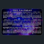 2023 Jaar Maandelijkse kalender Buitenspatie Magneet<br><div class="desc">Deze maandelijkse kalender van 2023 jaar flexibele magneet shows de dagen van de week voor elke maand in wit op een buitenruimteachtergrond gemaakt van de blauwe gekleurde kleuterwolk van de Kleine Magellanic Cloud. De kleine magellanische wolk is een melkweg van ongeveer 200.000 lichtjaren die ons eigen melkwegspiraal-melkwegstelsel omgeeft. Dit afbeelding...</div>