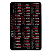2023 jaar Maandelijkse kalender Classic Black Red  Magneet (Verticaal)