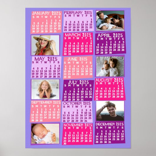 2023 jaar Maandelijkse kalender Foto Collage Cute  Poster (Voorkant)