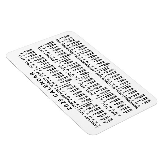 2023 Jaar Maandelijkse Kalender Klassieke Wit en Z Magneet (Rechterzijde)