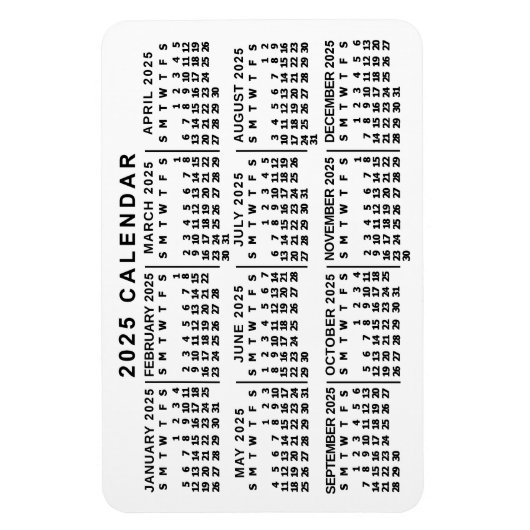 2023 Jaar Maandelijkse Kalender Klassieke Wit en Z Magneet (Verticaal)