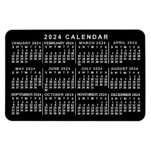 2023 jaar Maandelijkse kalender Klassieke zwart-wi Magneet