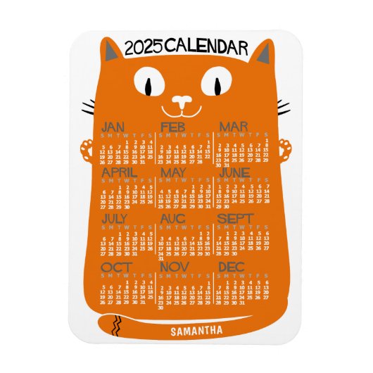 2023 Jaar Maandelijkse kalender Oranje Kat uit de  Magneet (Verticaal)