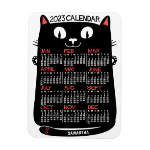 2023 Jaar Maandelijkse kalender Zwarte Kat uit het Magneet