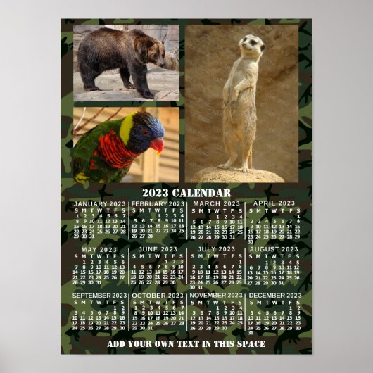 2023 Jaar Maandkalender Camouflage Voeg 3 foto's t Poster (Voorkant)