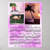 2023 Jaar Maandkalender Roze Aquarel 3 Foto Poster (Voorkant)