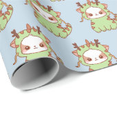 2023 Jaar van de Draak Mochi Kawaii Nieuwjaar Cadeaupapier (Rol Hoek)