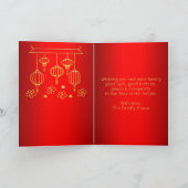 2023 Jaar van de Konijn Rood en Goud Kerstkaart Feestdagen Kaart (Binnen)