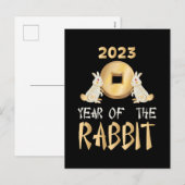 2023 Jaar van het konijn-Chinese nieuwjaar Feestdagenkaart (Voorkant / Achterkant)