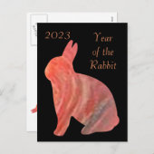 2023 Jaar van het konijn Feestdagenkaart (Voorkant / Achterkant)