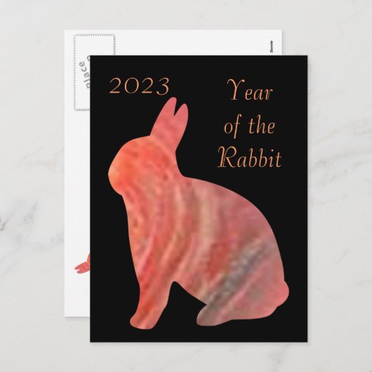 2023 Jaar van het konijn Feestdagenkaart (Voorkant / Achterkant)