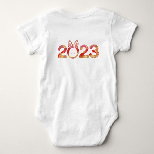 2023 Jaar van het konijn, gelukkige verjaardag Romper (Achterkant)