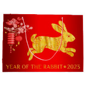 2023 Jaar van het Konijn Goud Folie Groot Cadeauzakje (Achterkant)