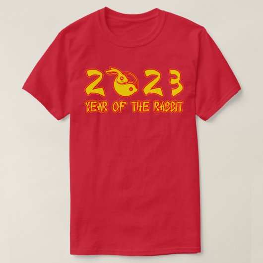 2023 Jaar van het konijn Neon Geel Tekst T-shirt (Design voorkant)