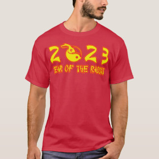 2023 Jaar van het konijn Neon Geel Tekst T-shirt