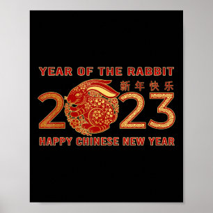 2023 Jaar van het konijnendierentuin Chinees nieuw Poster