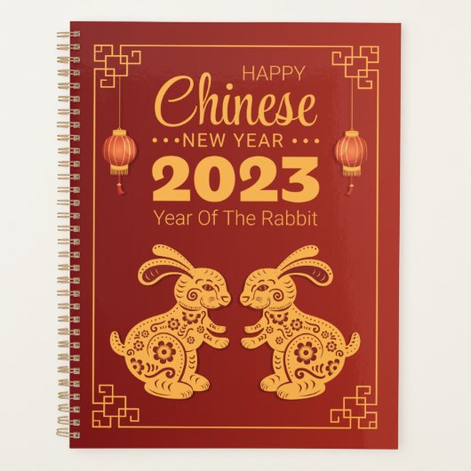 2023 Jaar van het konijnengelukkige Chinese nieuwj Planner (Voorkant)