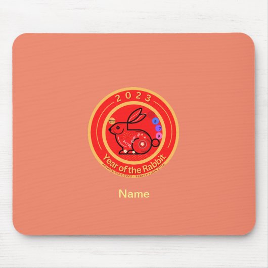 2023 Jaar van het konijnenontwerp Muismat (Voorkant)