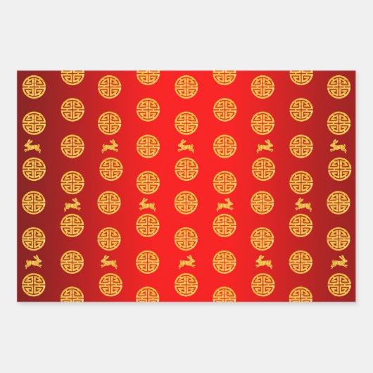 2023 Jaar van het konijnenrood en het goud Inpakpapier Vel (Voorkant 3)