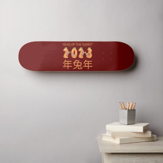 2023 JAAR VAN HET RABBIT chinese cadeauidee voor e Persoonlijk Skateboard (Muurkunst (Horizontaal))