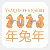 2023 JAAR VAN HET RABBIT chinese cadeauidee voor e Vierkante Sticker (Voorkant)