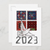 2023 Jaar van Vrede en Rechtvaardigheid- Gelukkig  Uitnodiging Briefkaart (Voorkant / Achterkant)
