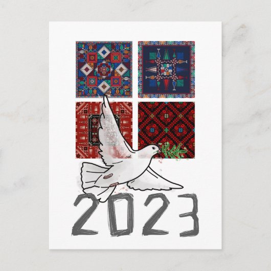 2023 Jaar van Vrede en Rechtvaardigheid- Gelukkig  Uitnodiging Briefkaart (Voorkant)