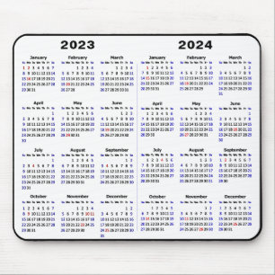 2023 - Kalender 2 jaar 2024 Minimalistisch 2 jaar Muismat