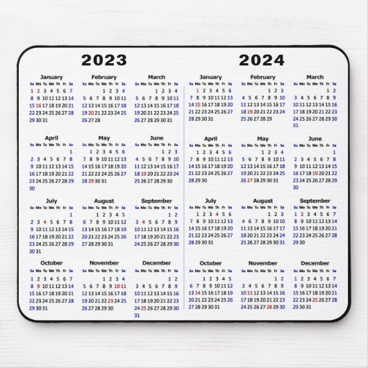 2023 - Kalender 2 jaar 2024 Minimalistisch 2 jaar Muismat (Voorkant)