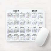 2023 - Kalender 2 jaar 2024 Minimalistisch 2 jaar Muismat (Met muis)