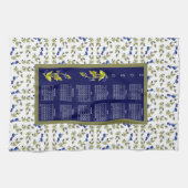 2023 Kalender Blauwbessen Stemmed Leaves Border Theedoek (Horizontaal)