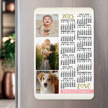 2023 Kalender Blush Pink Gold Family Foto Collage