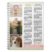 2023 Kalender Blush Pink Gold Family Foto Collage Notitieboek (Voorkant)