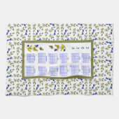 2023 Kalender Bosbessen Gestempelde Bladeren, wit Theedoek (Horizontaal)