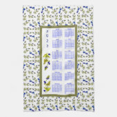 2023 Kalender Bosbessen Gestempelde Bladeren, wit Theedoek (Verticaal)