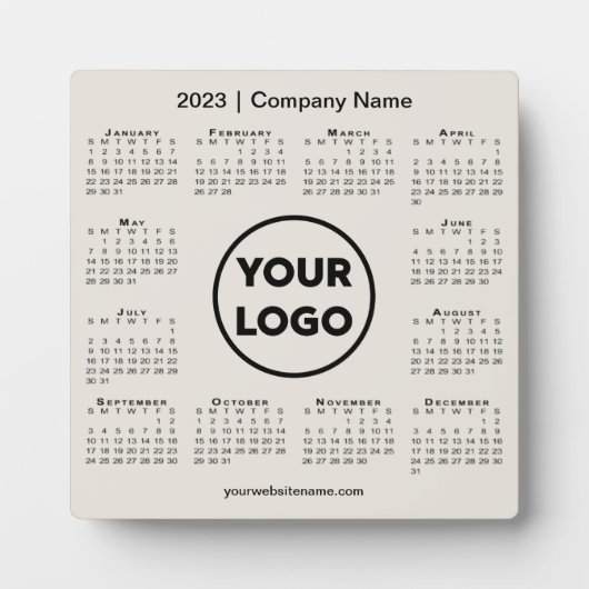 2023 Kalender Company Logo Beige Business Fotoplaat (Voorkant)